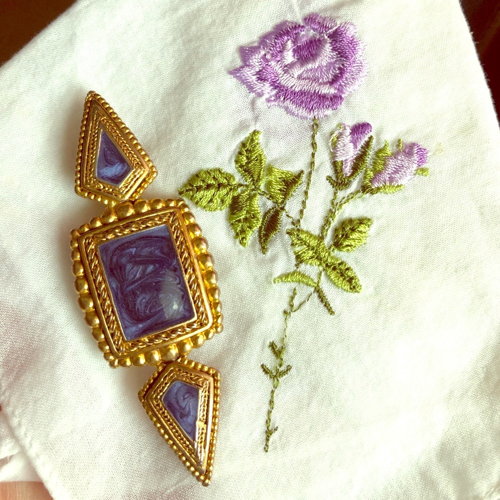 Purple and Gold Brooch